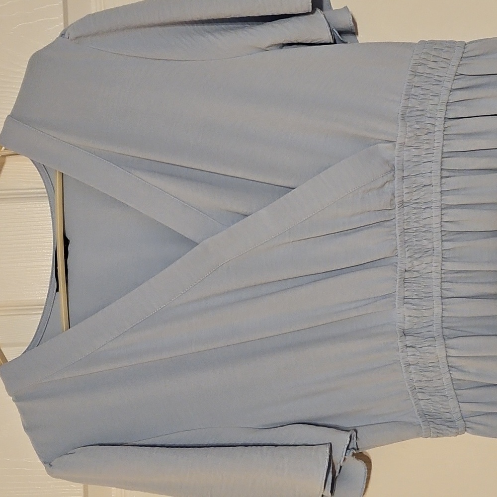 Light Blue Short Sleeve Dress by Simplee - Picture 3 of 14